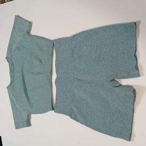 Gray Cropped shirt and Shorts Set